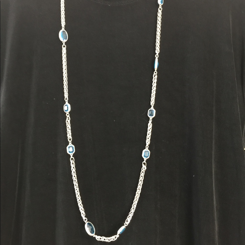 Chico’s silver and turquoise adjustable necklace.